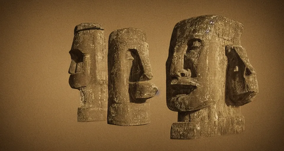 Image similar to architectural drawings of a moai head, photorealistic