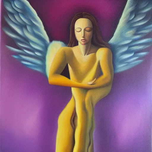 Image similar to angel dream, oil on canvas, surrealism