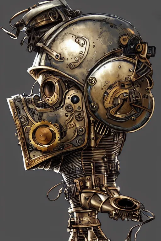 Image similar to steampunk helmet fantasy art mask robot ninja stylized digital illustration sharp focus, elegant intricate digital painting artstation concept art global illumination ray tracing advanced technology chaykin howard and campionpascale and cooke darwyn and davis jack