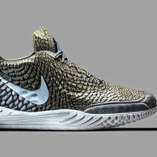 Image similar to fish shaped nike sneakers, fish scales, highly detailed, rim light, cinematic lighting, illustration, art, octane render, very coherent, cinematic, hyper realism, high detail, octane render