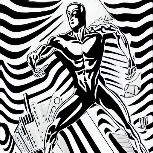 Prompt: dreams of silver surfer, manga, in style of robert mapplethorpe