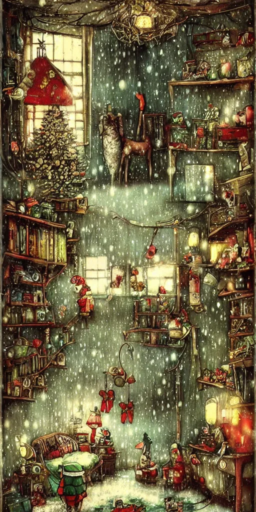 Prompt: an indoor christmas morning scene by alexander jansson