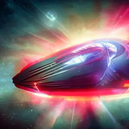 Prompt: Futuristic-looking car floating in the space around the planet Xenos in the nebula of Orion with space anomaly in the shape of a huge wormhole that spits out multiple enemy spaceships flying towards the car in the style of sci-fi movie. Hyperrealism, super realism, realistic photo, ambient, vibrant colors, sun rays, lens flares, 1920x1080, unreal engine 5, artstation, rendered by octane.