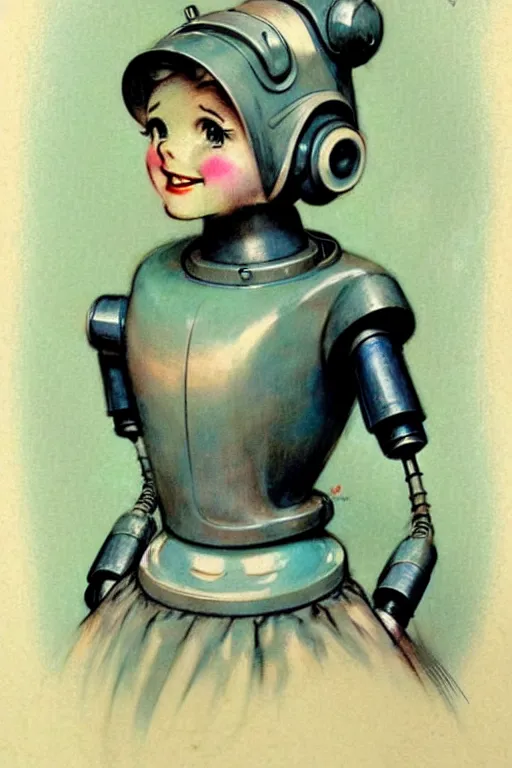 Prompt: (((((1950s maid robot art . muted colors.))))) by Jean-Baptiste Monge !!!!!!!!!!!!!!!!!!!!!!!!!!!