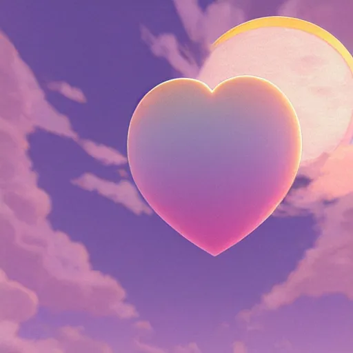 Image similar to a light pink heart with a moon texture, by makoto shinkai