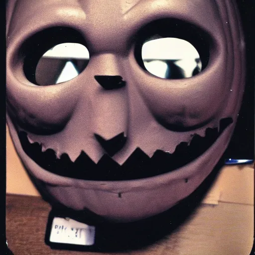 Prompt: polaroid of a creepy deformed halloween mask