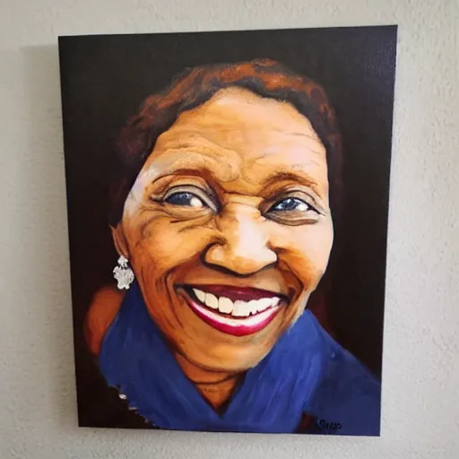 Image similar to A beautiful portrait of your mother smiling sweetly by Robert Johnson