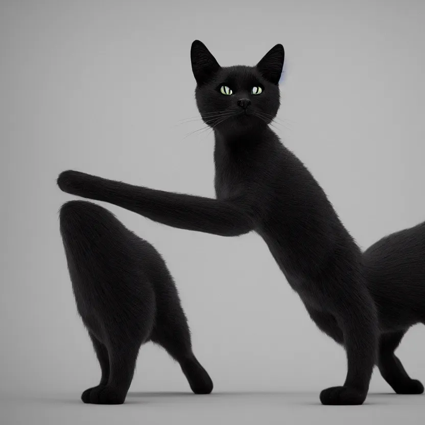 Prompt: a clean 3D render of a black cat, 8k, octane render