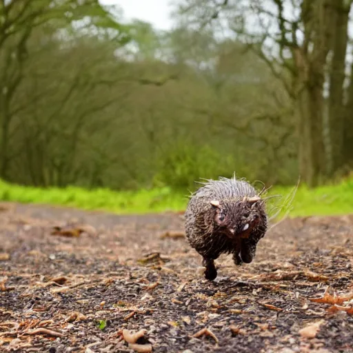 Prompt: Wild haggis running around the Caldonian forest