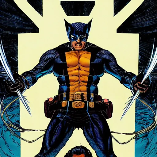 Image similar to portrait of wolverine from xmen, symmetrical, by yoichi hatakenaka, masamune shirow, josan gonzales and dan mumford, deayami kojima, takato yamamoto, barclay shaw, karol bak, yukito kishiro