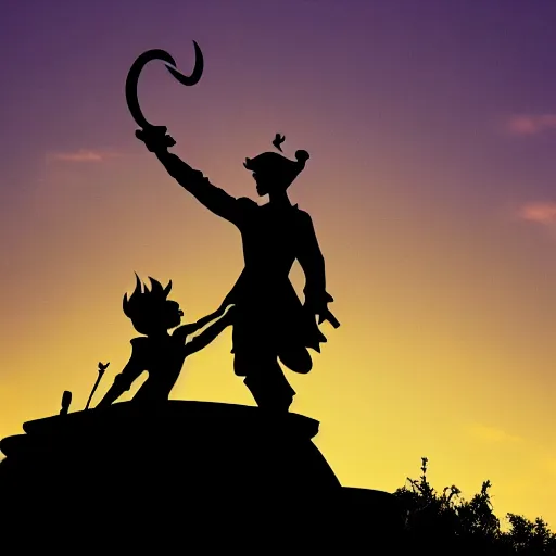 Image similar to silhouette of peter pan and captain hook