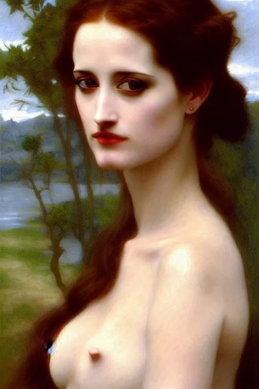 Prompt: eva green angeline jolie gessica chastain,, painting by rossetti bouguereau, detailed art, artstation