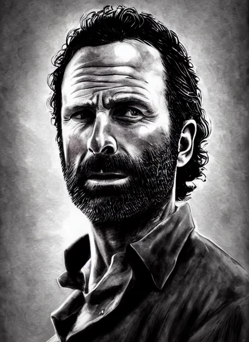 Prompt: portrait, Rick Grimes from The Walking Dead in the South Park universe, watercolor, dramatic lighting, cinematic, establishing shot, extremely high detail, foto realistic, cinematic lighting, pen and ink, intricate line drawings, by Yoshitaka Amano, Ruan Jia, Kentaro Miura, Artgerm, post processed, concept art, artstation, matte painting, style by eddie mendoza, raphael lacoste, alex ross