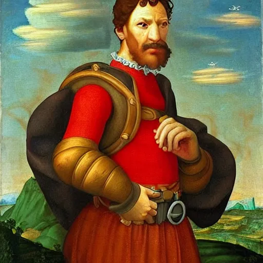 Prompt: a beautiful renaissance painted portrait of super - mario