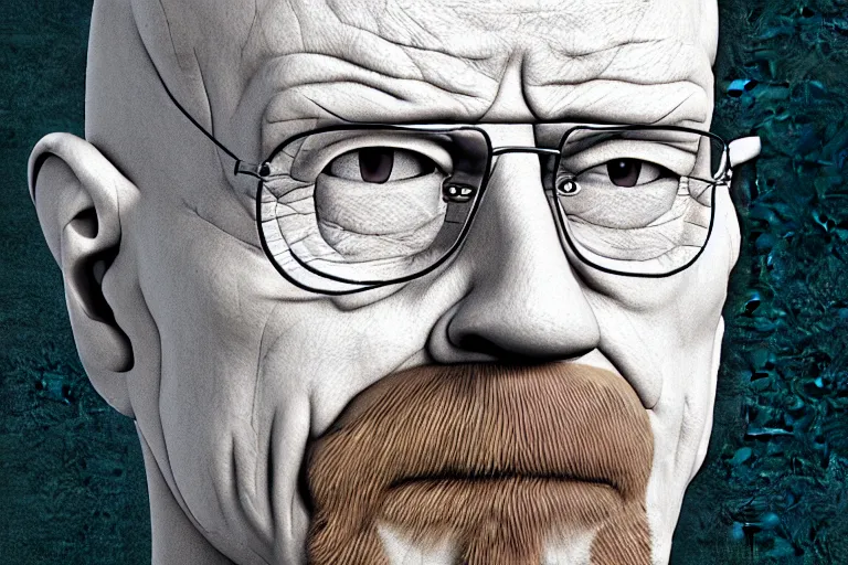 Image similar to 3 d render, pixar quality poster of walter white