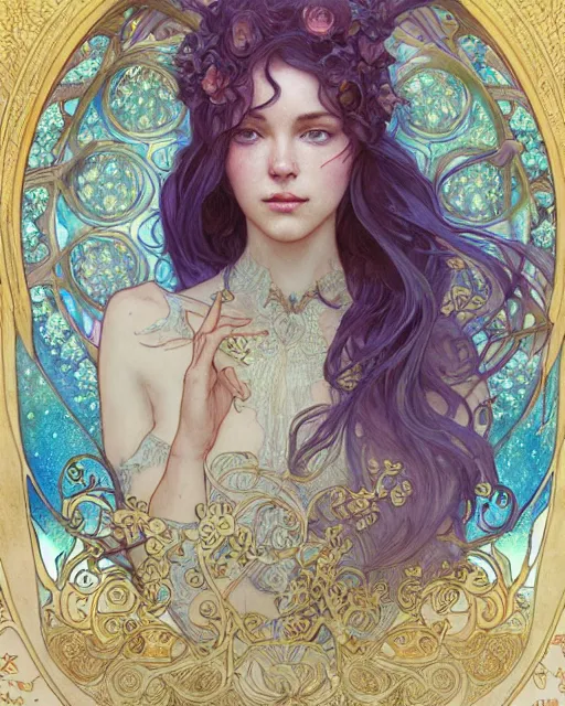 Image similar to a death, highly detailed, very intricate, art nouveau, gold filigree, romantic storybook fantasy, soft cinematic lighting, award - winning, disney concept art watercolor illustration by mandy jurgens and alphonse mucha and alena aenami, pastel color palette, featured on artstation