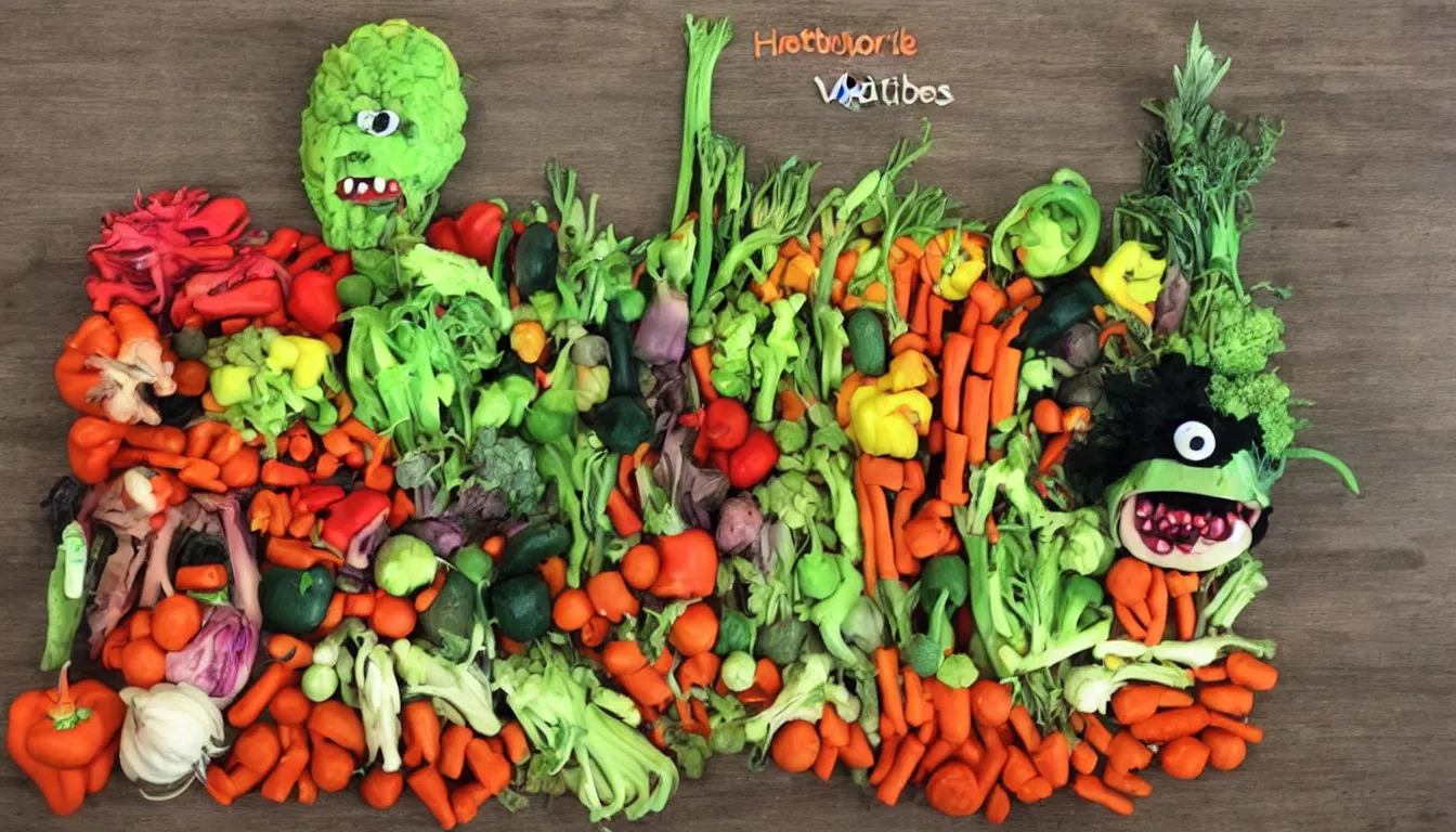 Image similar to horrible monster made out of vegetables