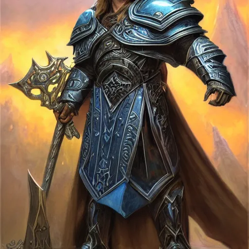 Image similar to Arthas Menethil as a fantasy D&D paladin, portrait art by Donato Giancola and James Gurney, digital art, trending on artstation