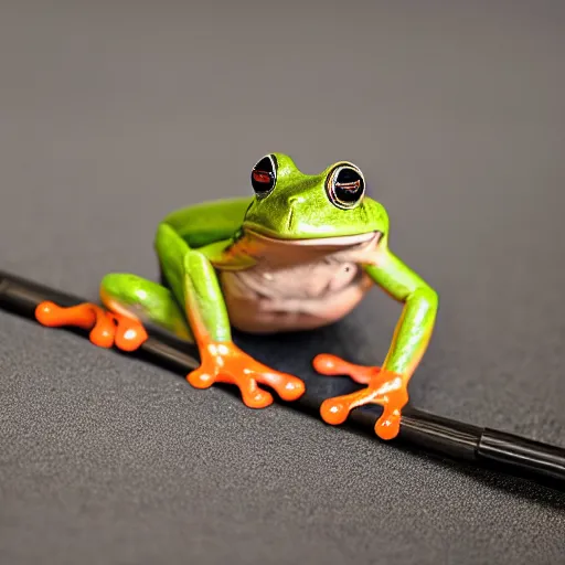 Prompt: A frog doing a deadlift, studio photography