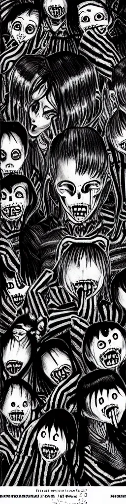 Prompt: Pattern, horror, creepy, dark, manga, pencil, inspired by junji ito, superior quality, masterpiece