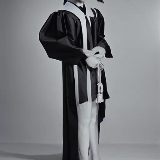 Prompt: high school graduation photo of a humanoid replicant 1 9 9 1, studio photography, mall photography