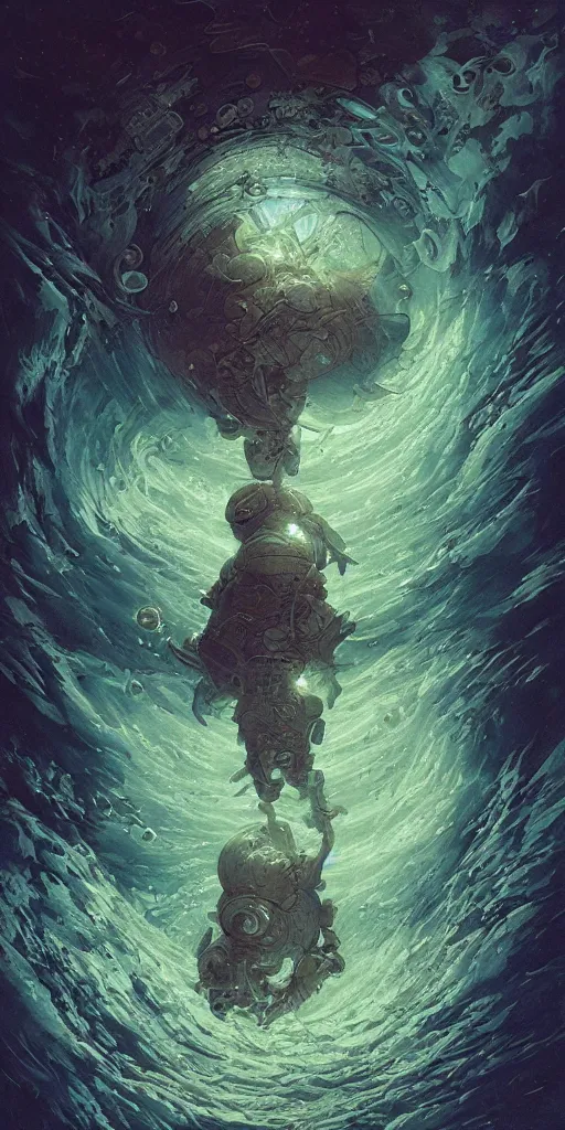 Prompt: an astronaut fading into the aether, water elemental, james gurney, peter mohrbacher, mike mignola, black paper, mandelbulb fractal, trending on artstation, exquisite detail perfect, hyper detailed, intricate ink illustration