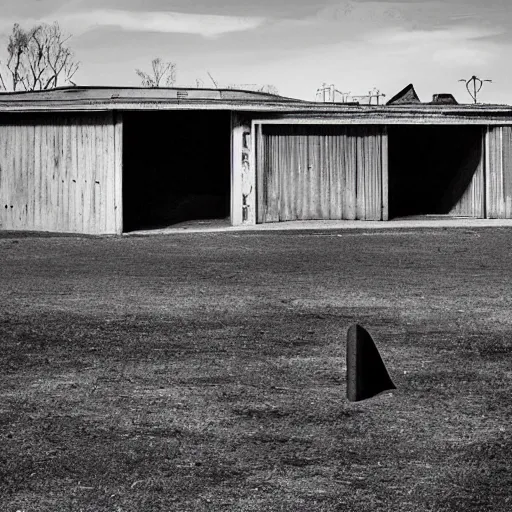 Prompt: an abandon playground with a tall dark figure in the background, liminal, dark, highly detailed,