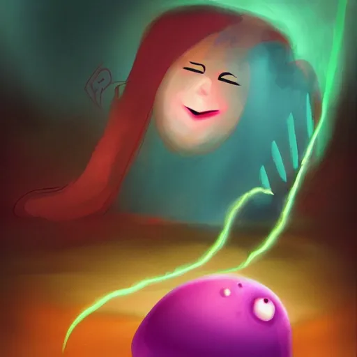 Prompt: a blob practicing magic, digital art, fantasy art