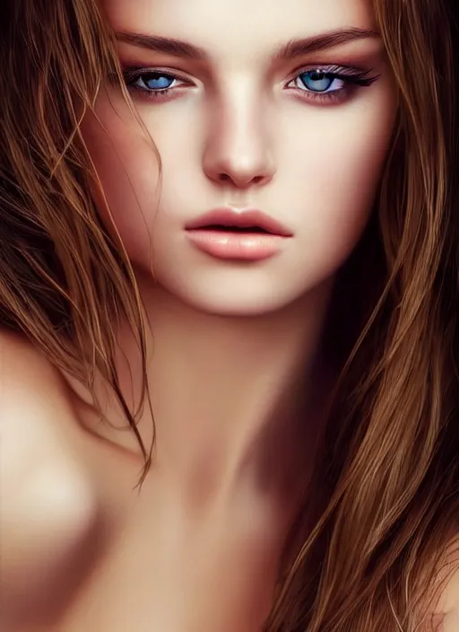 Image similar to a gorgeous female photo, professionally retouched, soft lighting, realistic, smooth face, full body shot, torso, perfect eyes, intriguing look, enticing, romantic, agitated appearance, untidy, playful, sharp focus on eyes, 8 k, high definition, insanely detailed, intricate, elegant, art by artgerm and j scott campbell