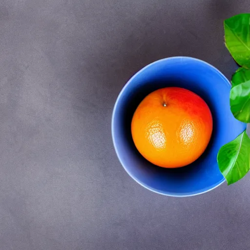 Image similar to A blue apple in a bowl of oranges, 4k, photo, hd,