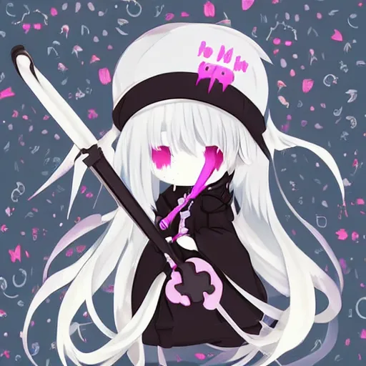 Image similar to the most cutest adorable happy picture of death, death with a cute scythe, chibi style, adorably cute, enhanched, deviant adoptable, digital art Emoji collection