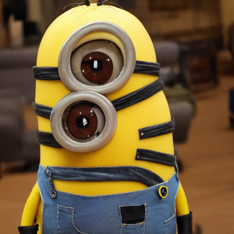 Prompt: photo of a badly taxidermied minion, creepy, real