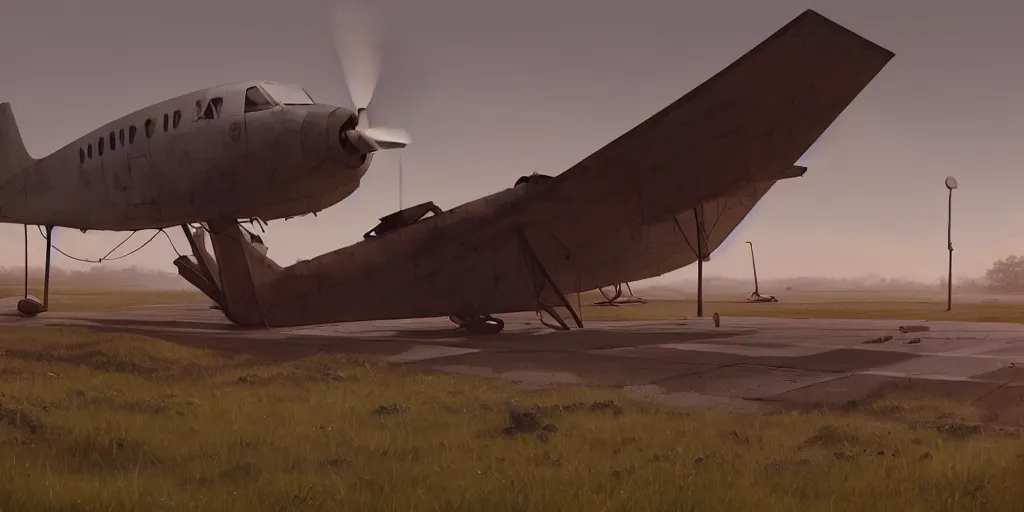 Prompt: a wholesome animation key shot of a post apocalyptic airport, remains of an airplane, covered by nature hipster vibes by studio ghibli, animation, sharp, rendered in unreal engine 5, focused, anime key art by greg rutkowski, bloom, dramatic lighting