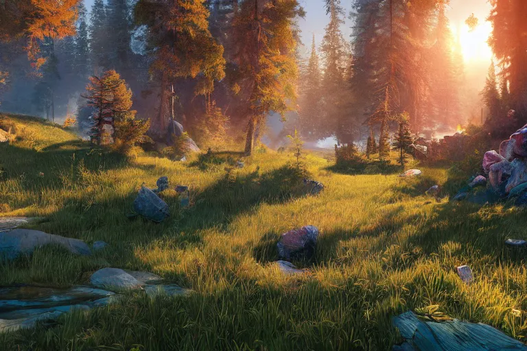 Image similar to a 4 k beautiful scene in early spring showing lively sprigs dslr detailed digital art by ivan shishkin and anton fadeev 4 k hd realism rendered in unreal engine