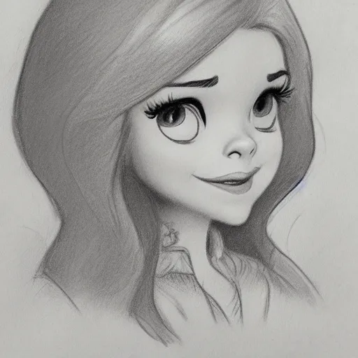 Image similar to milt kahl pencil sketch of chloe grace moretz as snow white