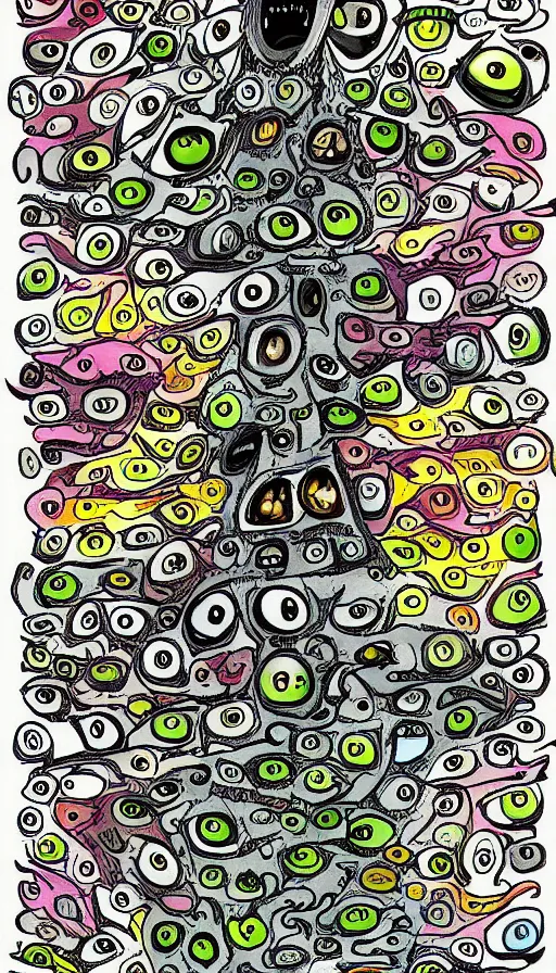 Image similar to a storm vortex made of many demonic eyes and teeth, by allie brosh