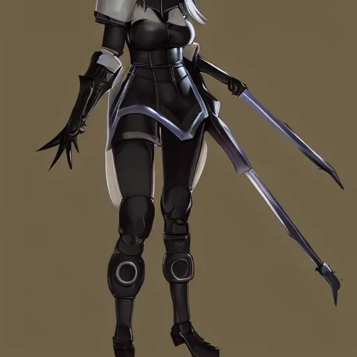 Image similar to full body shot of 2B (Nier Automata) as a Starcraft 2 character, artstation cgsociety highly-detailed