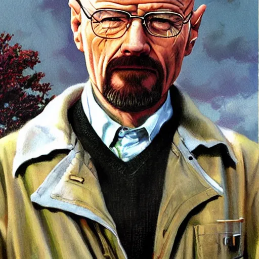 Image similar to Walter White as a painter, artwork by Earl Norem,