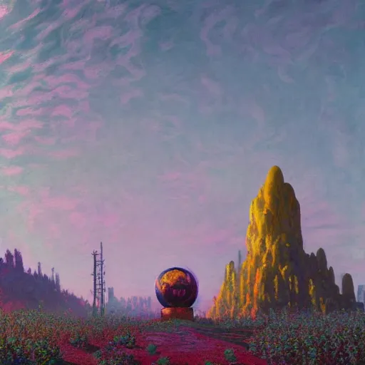 Prompt: highly detailed scene, artstation style, The queen of the sun, by Simon Stålenhag and Claude Monet, oil on canvas