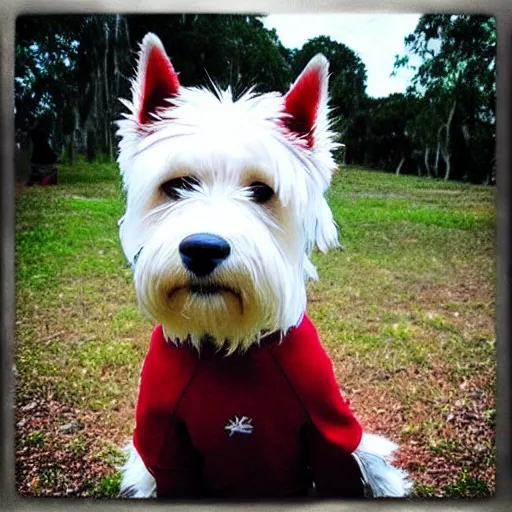 Image similar to “ iron bark, the superhero west highland terrier. iron westy ”