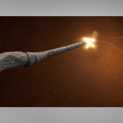 Prompt: ancient, extremely powerful wand emitting a magical glow, mystical, featured on artstation, octane render, photo realistic