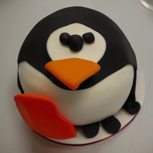 Image similar to birthday cake in the shape of a penguin