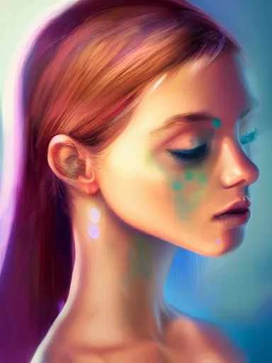 Image similar to girl with crystal in face, portrait, digital painting, elegant, beautiful, highly detailed, artstation, concept art