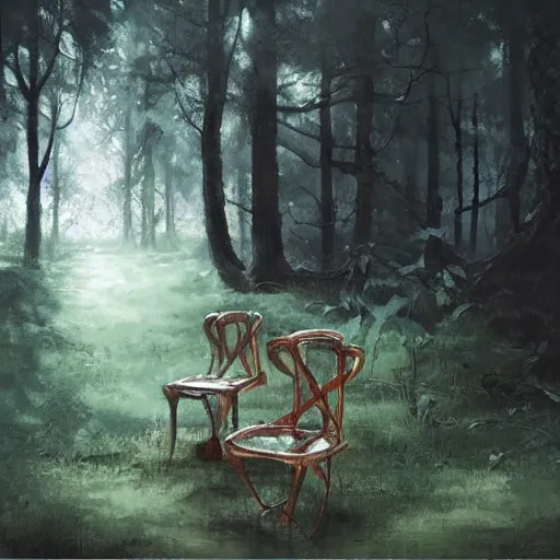 Prompt: chair in the forest wenjun lin very realistic