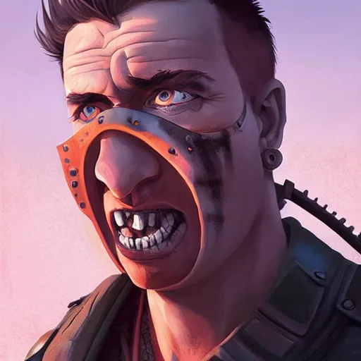 Image similar to face icon stylized minimalist mad max 2 : the road warrior, loftis, cory behance hd by jesper ejsing, by rhads, makoto shinkai and lois van baarle, ilya kuvshinov, rossdraws global illumination