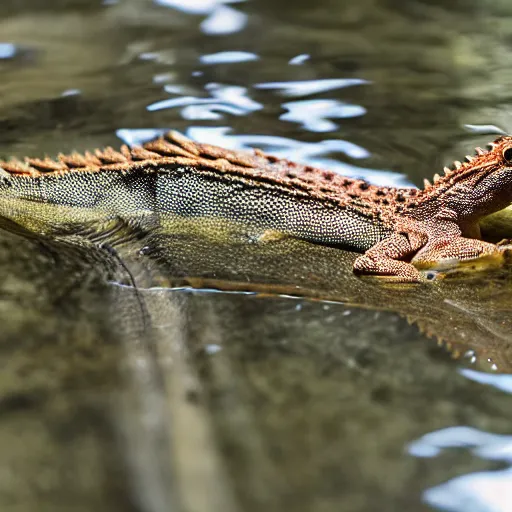 Image similar to anthro lizard sitting in water, photograph captured at oregon hotsprings