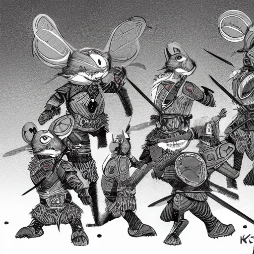 Prompt: warrior mice phalanx, illustration, 8K, art by Kyle Ferrin