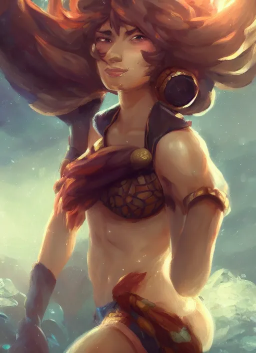 Image similar to taliyah, from league of legends, al natural, exhibant, boxing, in shape, hyper detailed, digital art, trending in artstation, cinematic lighting, studio quality, smooth render, unreal engine 5 rendered, octane rendered, art style by klimt and nixeu and ian sprigger and wlop and krenz cushart