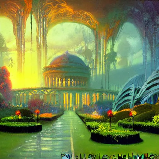 Prompt: kew gardens by paul lehr