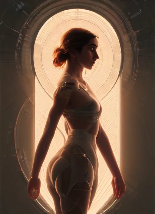 Image similar to symmetry!! portrait of ana de armas, sci - fi, tech wear, glowing lights!! intricate, elegant, highly detailed, digital painting, artstation, concept art, smooth, sharp focus, illustration, art by artgerm and greg rutkowski and alphonse mucha